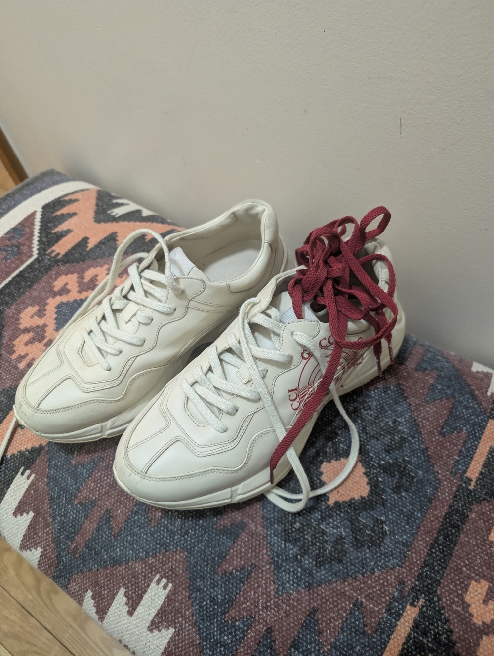 Gucci Rhyton Cream Leather Men's Sneakers Size US 9, Gucci 8 - Picture 8 of 15
